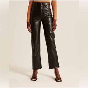 Abercrombie & Fitch Ankle Straight Ultra High Rise Vegan Leather Pants sz 16s